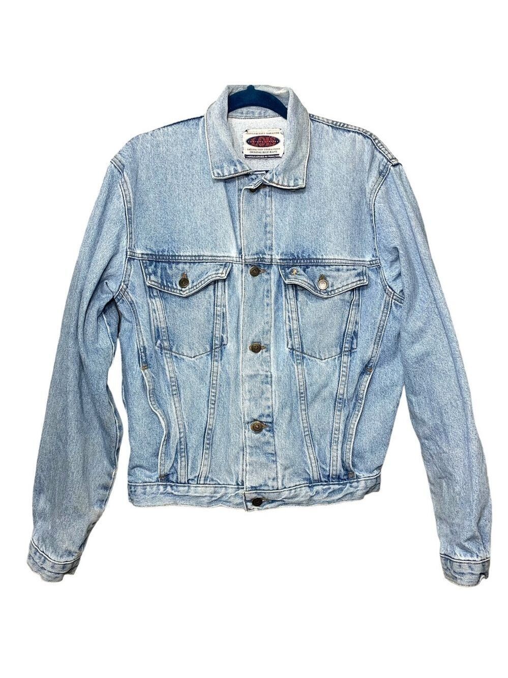 Vintage 90s Lois Trucker Denim Jacket Unisex Sz M Blue Button Up Relaxe Fit READ